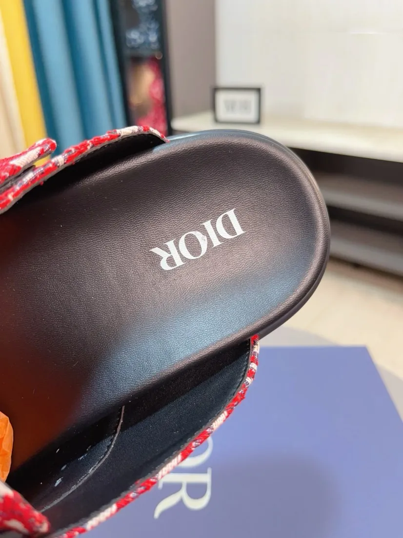 Men's shoes 💰380🌸🌸【Dior】Top purchasing agent 🇮🇹 Di Street Male God half drag counter synchronization, uppers imported from Italy with D logo fabric, high-quality complex splicing craftsmanship, soles: original soles specially provided by the original factory, exclusive event molded soles super comfortable, original factory single goods, 🔍🔍high quality, you can enter and exit the counter at will, welcome to compare, size number 38-45 (order 46)